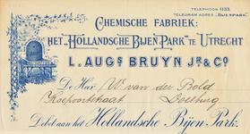 710274 Kop van een nota van de Chemische fabriek Het Hollandsche Bijenpark”, L. Augs. Bruyn Jr. & Co., Croeselaan ...